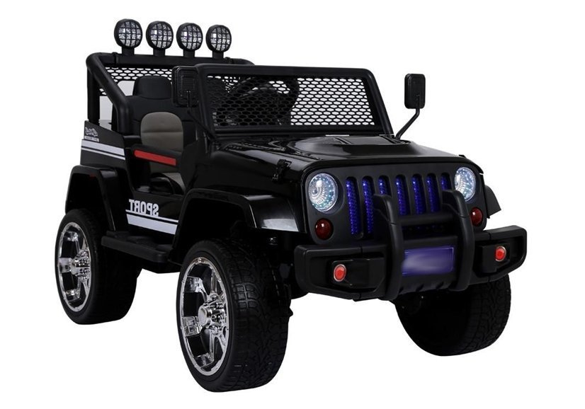 Elektrické auto Jeep S2388 čierne LEAN CARS s motormi 4x45 W – dvojmiestne vozidlo s diaľkovým ovládaním pre deti vo veku 3–8 rokov