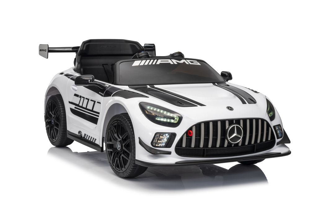 Elektrické auto Mercedes AMG GT3 bílé LEAN CARS 12V s dálkovým ovládáním pro děti