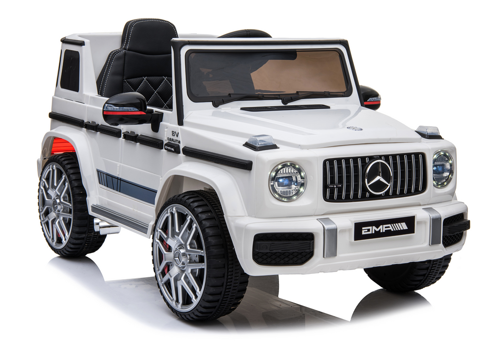 Elektrické autíčko Mercedes G63 12 V, biele, s diaľkovým ovládaním LEAN CARS pre deti vo veku 3–8 rokov