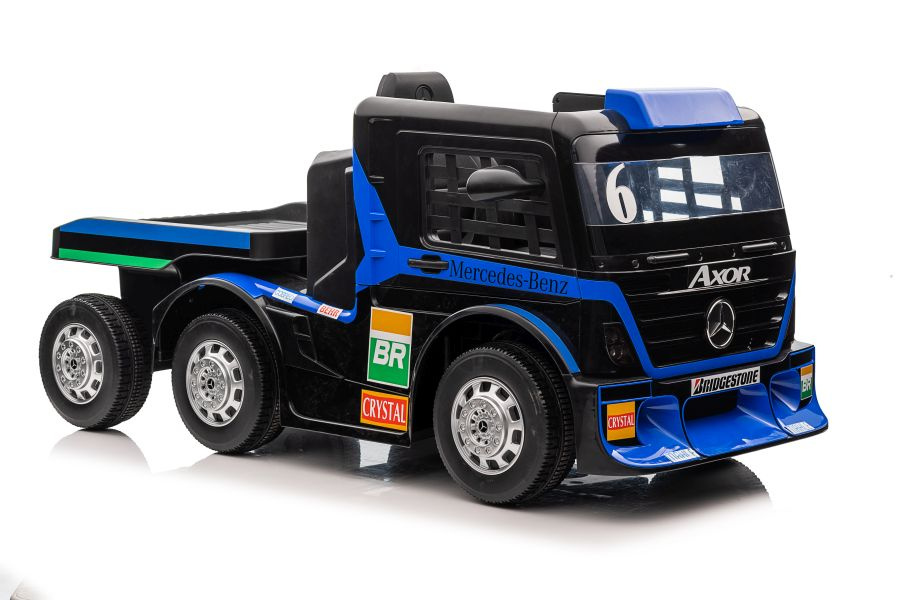 Elektrické autíčko Mercedes XMX622B s prívesom a LCD displejom 12 V – modré detské autíčko s diaľkovým ovládaním