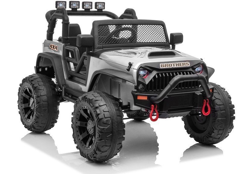 Elektromobil LEAN CARS Jeep JC666 12 V – strieborný lak s diaľkovým ovládaním pre deti vo veku 3–8 rokov