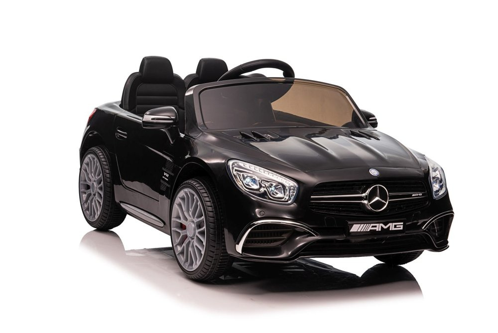 Elektrické autíčko Mercedes SL65 S, čierne, LEAN CARS – 12 V batéria s diaľkovým ovládaním a LCD displejom pre deti vo veku 3–8 rokov
