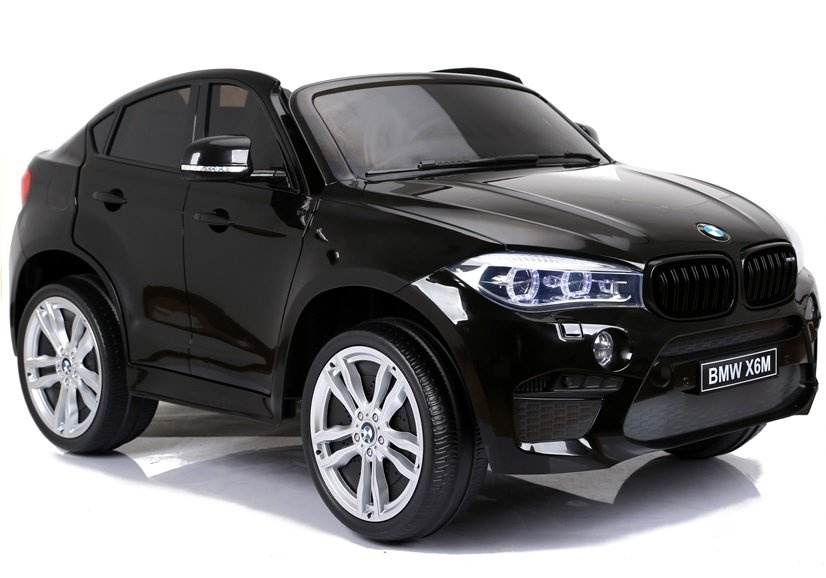Elektromobil BMW X6M, čierny lak, 12 V, s diaľkovým ovládaním 2,4 GHz, LEAN CARS – dvojmiestny, 2 motory