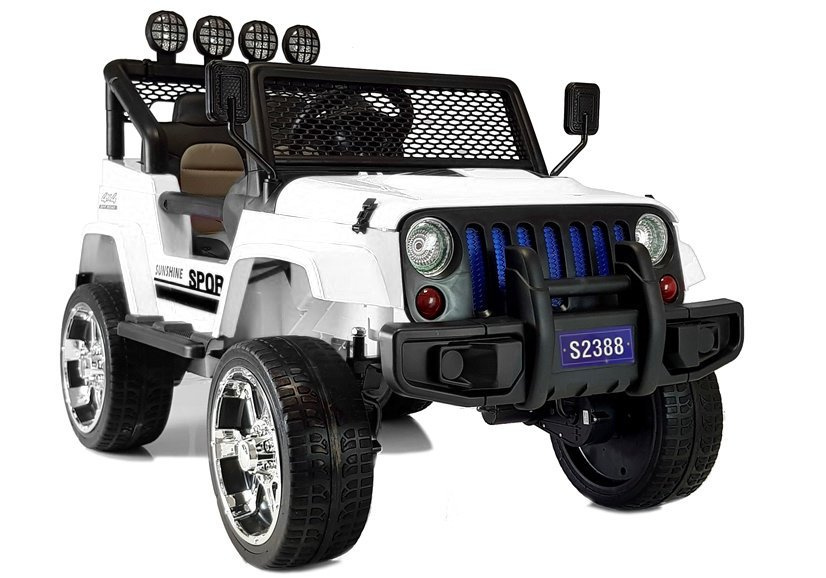 Elektrické auto LEAN CARS S2388 Jeep, biele, 4x45 W, s diaľkovým ovládaním pre deti vo veku 3–8 rokov