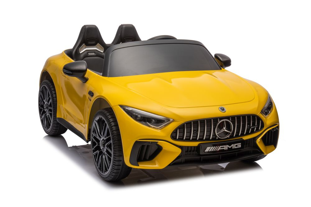 Elektrické autíčko Mercedes AMG SL63 LEAN CARS žluté lakované – 2x200W, 24V/7Ah, dálkové ovládání
