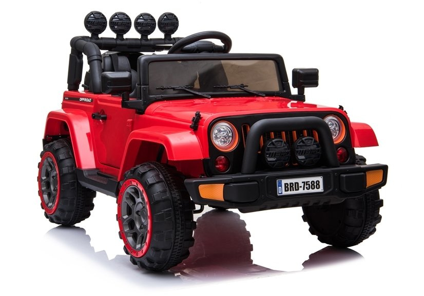 Elektrický džíp LEAN CARS BRD-7588 4x4 12 V, červený, s diaľkovým ovládaním pre deti vo veku 3–8 rokov
