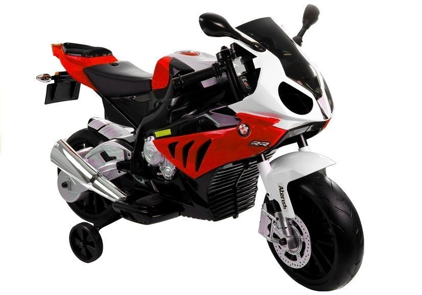 Elektrická motorka BMW S1000RR LEAN CARS 12 V, červená, s LED svetlami, pre deti vo veku 3–8 rokov