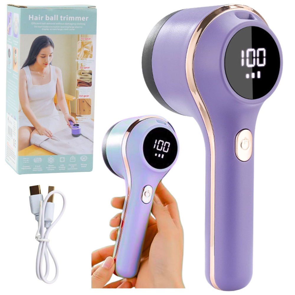 Elektrický epilátor LEAN s 3 rýchlosťami, fialový, s nabíjaním cez USB a 6-čepieľkovým mechanizmom