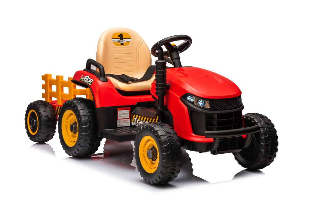 Elektrický traktor LEAN CARS BBH-030, červený, s lítium-iónovou batériou pre deti vo veku 3–8 rokov