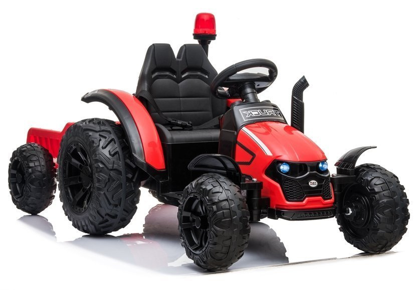 Elektrický traktor s prívesom LEAN CARS HZB-200, červený, 12 V, pre deti vo veku 3–8 rokov