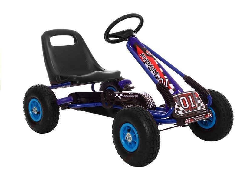 Gokart LEAN Toys A-15 modrý s nafukovacími koly pro děti 3-8 let