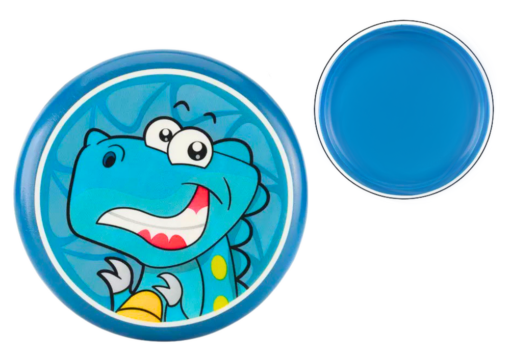 Létající disk s dinosauřím motivem modrý 20 cm LEAN Toys - měkký pěnový materiál pro bezpečnou hru