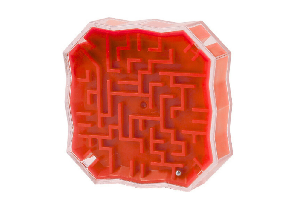 Logická hra Bludisko s kuličkou LEAN Toys červená 5x5x2 cm pre rozvoj koncentrácie