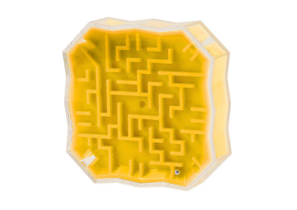 Logická hra Bludisko s kuličkou Žltá - LEAN Toys - kapesný hlavolam pre deti od 3 rokov