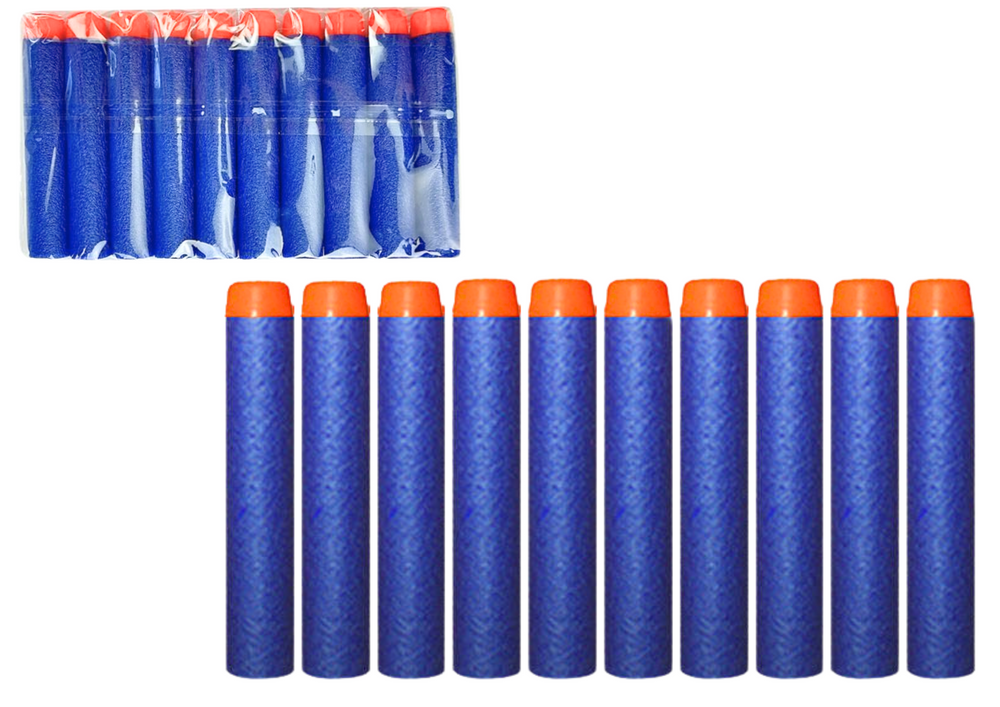 Mäkké penové náboje do pištole, 10 kusov, modré, LEAN Toys – bezpečné s gumovými koncovkami