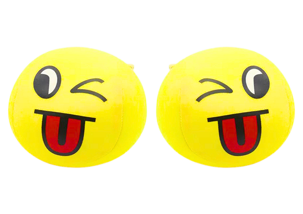 Měkký míček s emoji obličejem žlutý 9 cm LEAN Toys - bezpečná hračka pro rozvoj motoriky