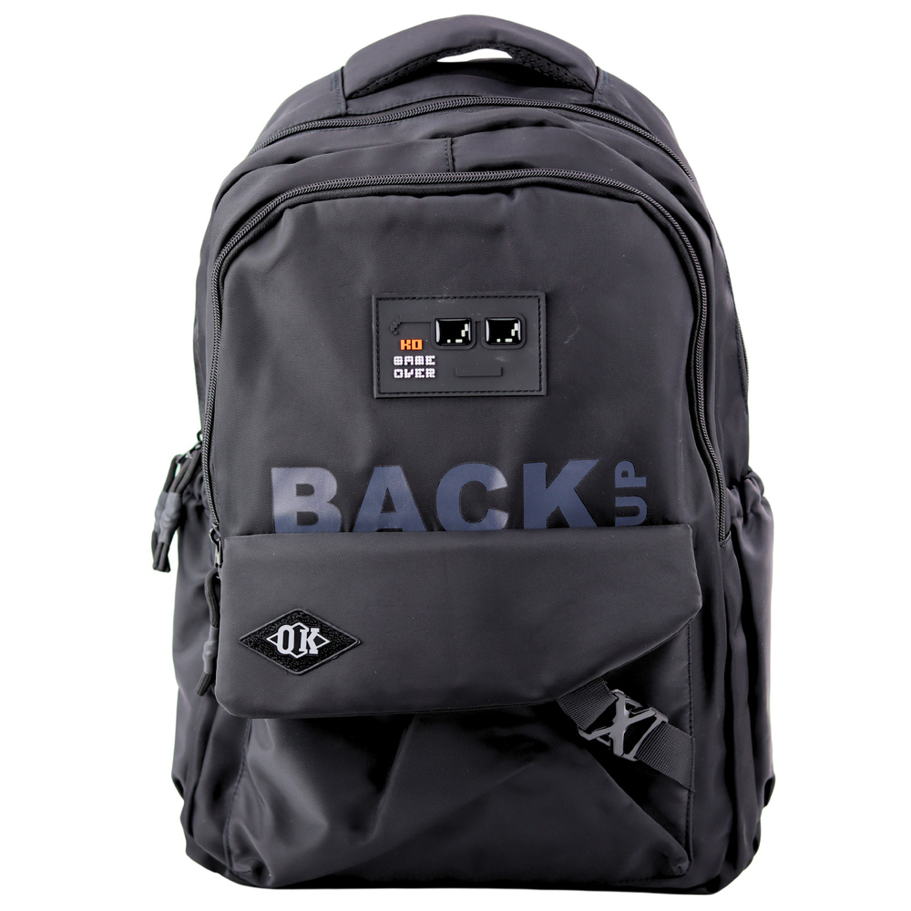 Mestský školský batoh Back Up s 6 vreckami, čierny, 23 l, 46 cm
