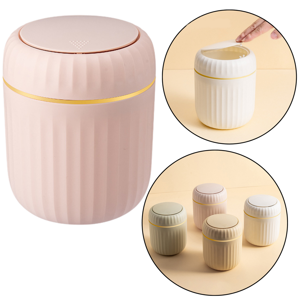 Mini odpadkový kôš s otváracím vekom LEAN, ružový, 16,5 × 13 × 13 cm, elegantný dizajn