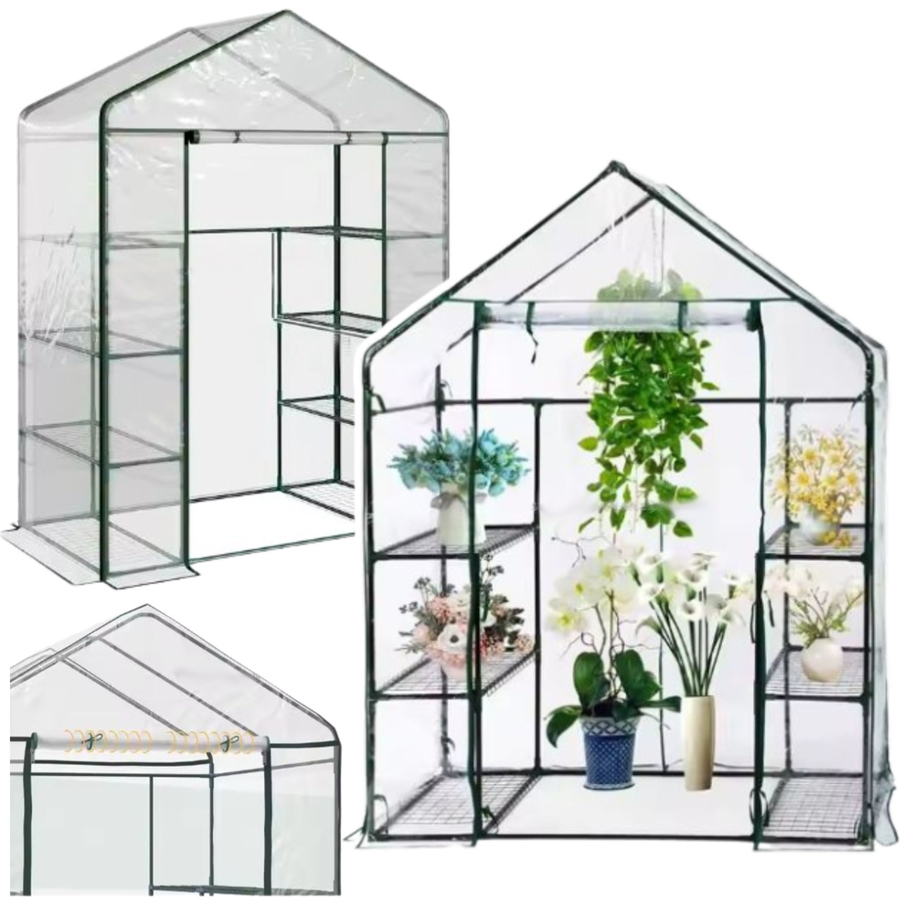 Mini balkónový skleník LEAN 195 x 143 x 73 cm so 4 kovovými policami a PVC fóliou