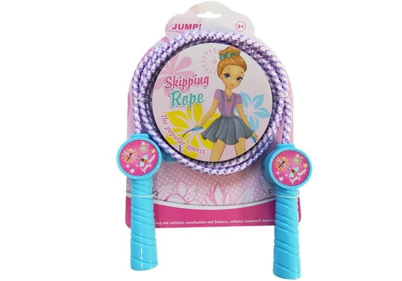 Modré skákacie lano s plastovými rukoväťami LEAN Toys – kvalitné skákacie lano pre deti od 3 rokov s certifikátmi EN71 a CE