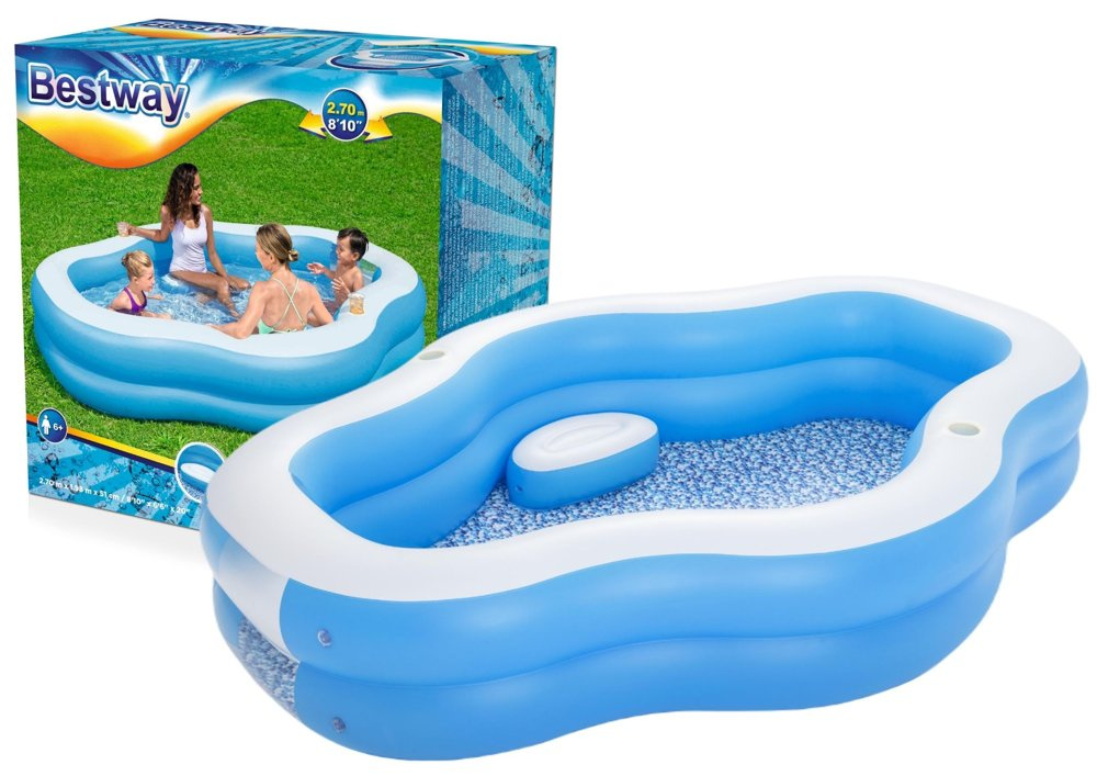 Nafukovací bazén Bestway 270 x 198 x 51 cm so sedadlami a držiakmi na poháre