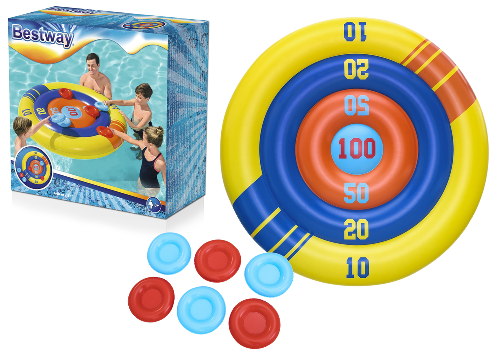 Nafukovacia bazénová hra – zručnostný terč Bestway 140 cm s frisbee pre celú rodinu