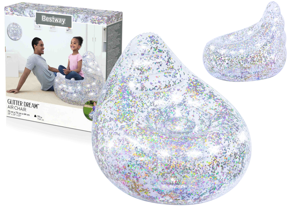 Nafukovacie brokátové kreslo Bestway 72×72×64 cm s kompaktným skladaním a elegantným dizajnom