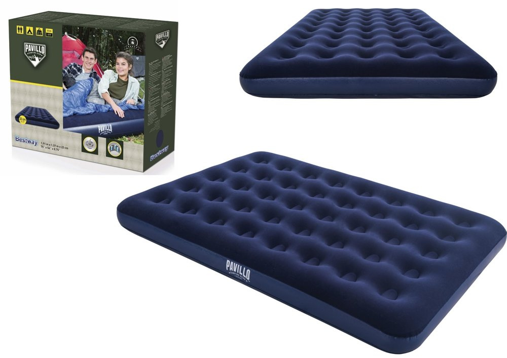 Nafukovacia matrace Bestway 67002 dvulôžková 191×137×22 cm s velurovým potahom a technológiou Coil-Beam pre kempovanie a hostí