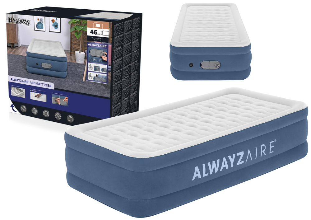 Nafukovacia matrac Bestway AlwayzAire 97 x 191 x 46 cm s automatickou pumpou a velúrovým poťahom