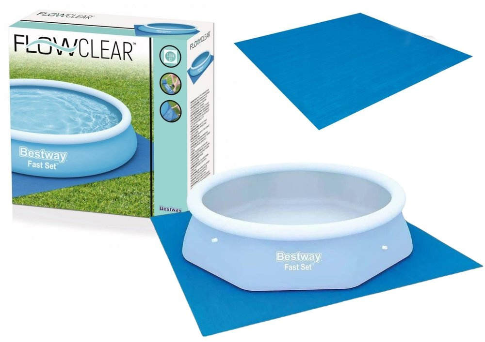 Ochranná podložka pod bazén 396 x 396 cm Bestway – modrá PVC podložka na ochranu dna bazénu