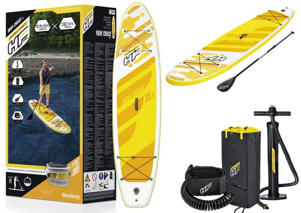 Nafukovacie SUP Bestway Hydro-Force 320 x 76 x 12 cm, žlté – kompletná sada s pádlom a príslušenstvom