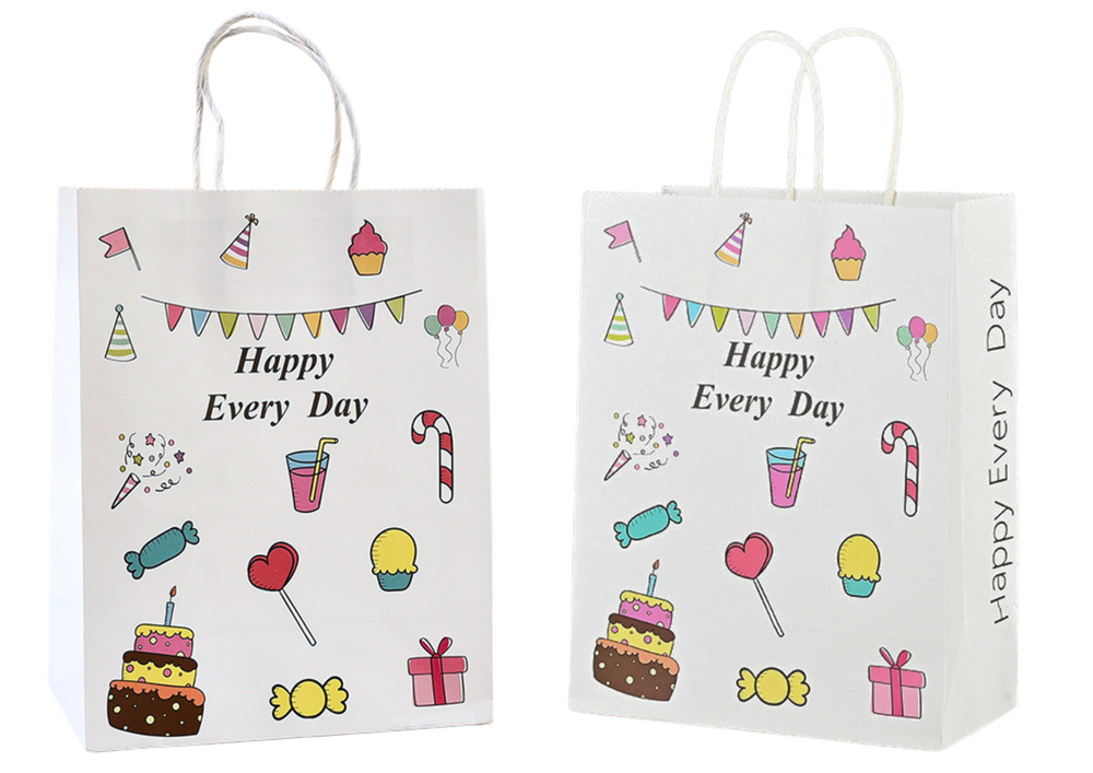 Papierová darčeková taška 20×15 cm LEAN Toys Happy Every Day s pestrými motívmi