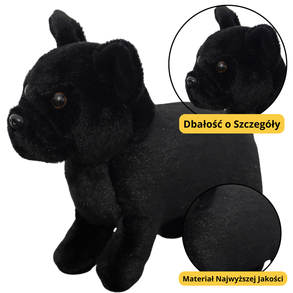 Čierny plyšový psík LEAN Toys 19 cm – mäkký maznáčik pre deti