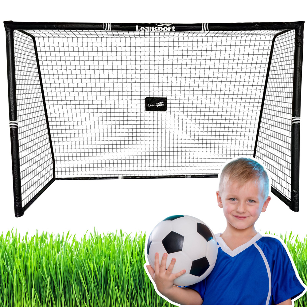 Prenosná detská futbalová bránka z kovu LEAN Sport 300 × 200 × 120 cm s polyetylénovou sieťou