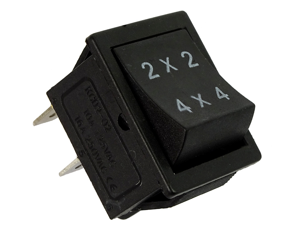 Tlačidlový prepínač LEAN CARS 2x2/4x4 s 2 kolíkmi pre detské elektrické autíčka – náhradný diel s rozmermi 25x31 mm