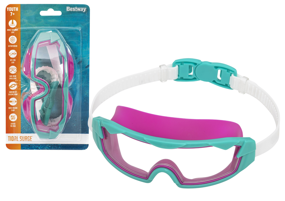 Ružové plavecké okuliare Bestway 21179 pre deti od 7 rokov s UV ochranou a protizahmlievacou úpravou 1