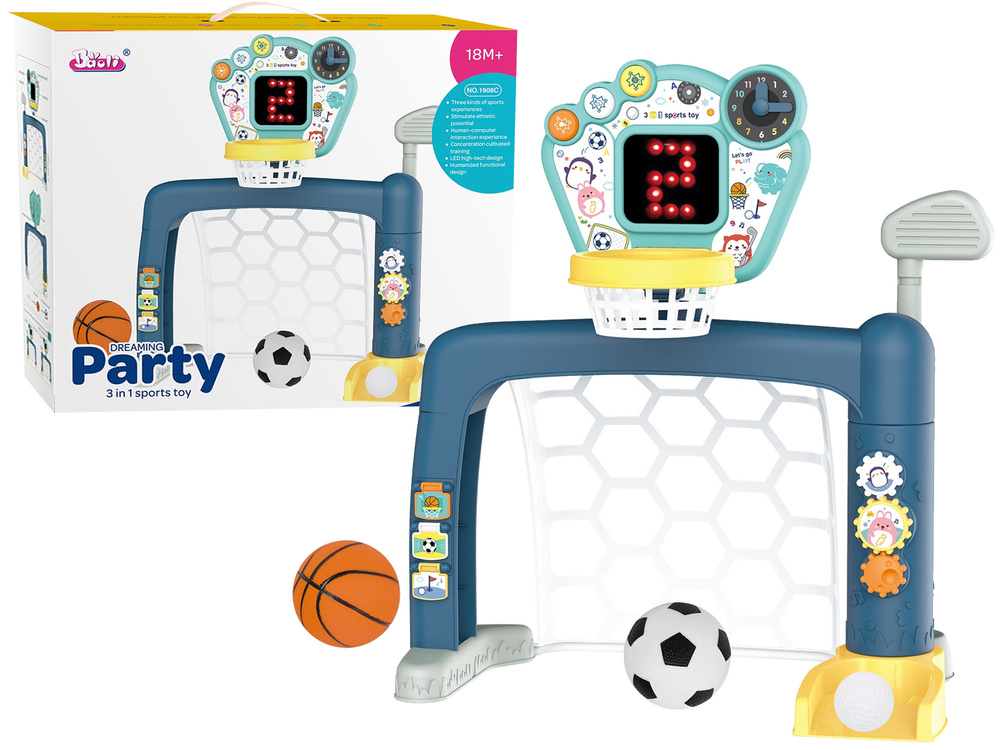 Sada 3 v 1 pre batoľatá – hry na rozvoj zručností: golf, basketbal, futbal – LEAN Toys – športové centrum pre aktívne deti