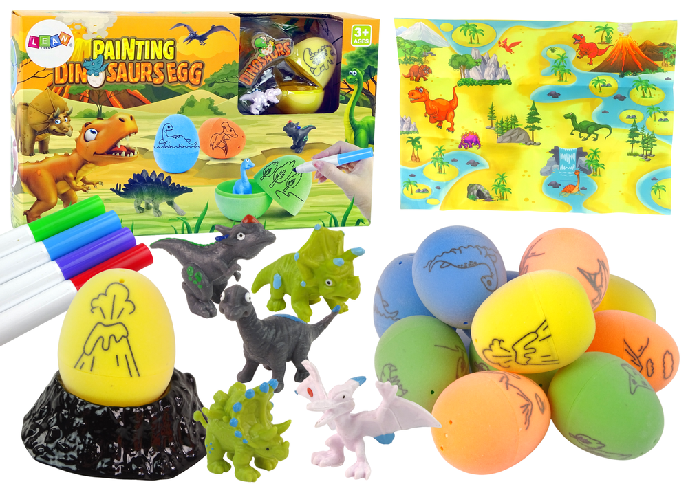 Sada DIY Malovanie Vajíčka Dinosaurus LEAN Toys s figurkami - kreatívna výtvorcenská sada pre deti od 3 rokov