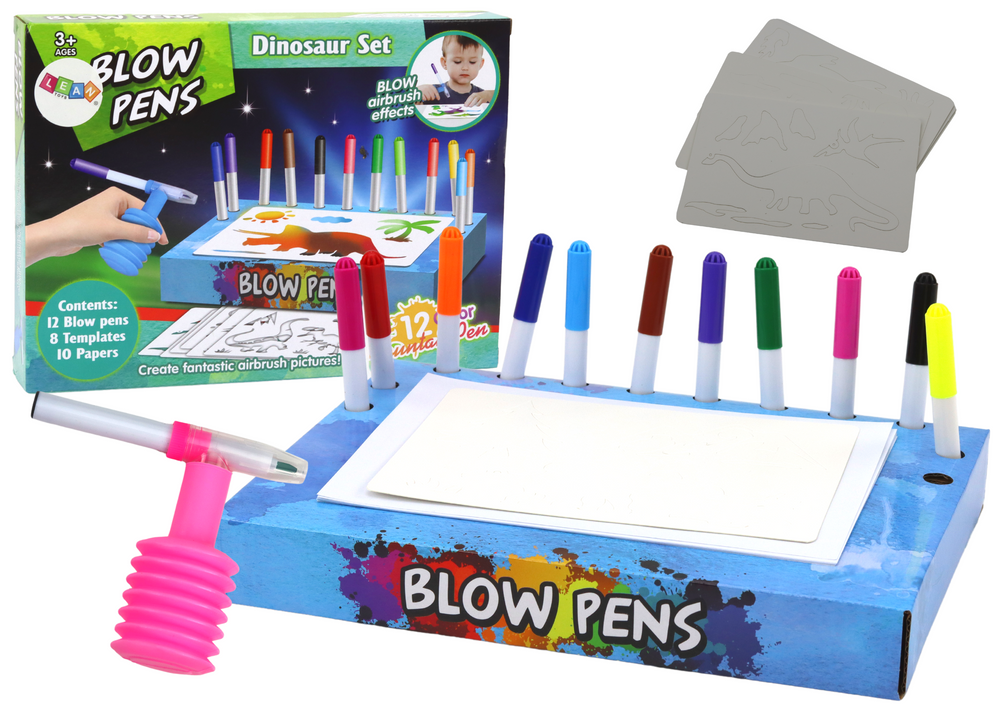 Sada Kreativní Foukací Fixy Pastelky Dinosauři