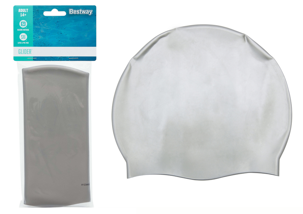 Silikónová plavecká čiapka Bestway 26006, strieborná, unisex, od 14 rokov, bez latexu