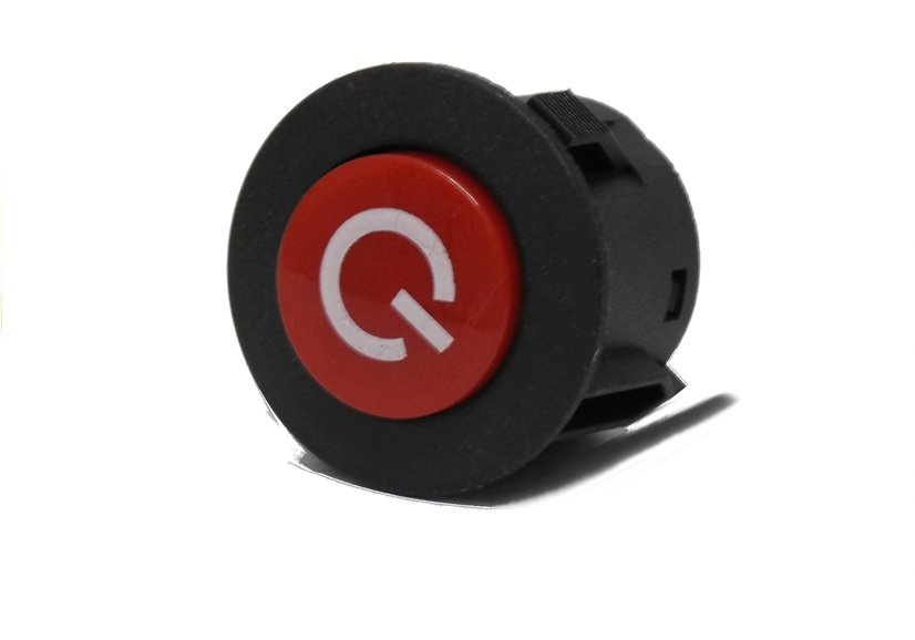 Tlačidlový vypínač on/off 28 mm pre detské elektrické autíčka LEAN Toys – 3 kolíky