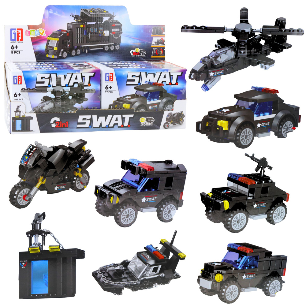 Stavebné kocky – Dopravné prostriedky SWAT 2 v 1, 92–117 ks