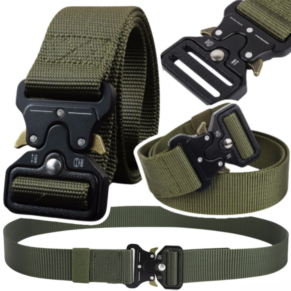 Taktický vojenský opasek plátový čierny LEAN 120 x 3,8 cm Quick Release spona