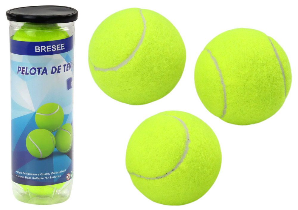 Tenisové míčky LEAN Toys sada 3 ks žluté míčky průměr 6,5 cm s praktickou tubou