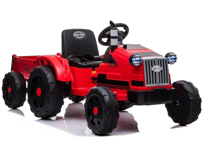 Elektrický traktor LEAN CARS s prívesom, červený, 6 V – diaľkové ovládanie pre rodičov, 3–7 rokov