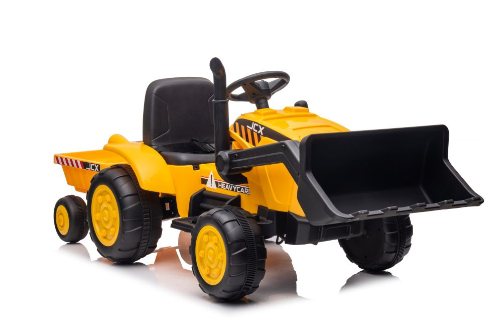 Elektrický traktor LEAN CARS S617 s prívesom 12 V, žltý, pre deti vo veku 3–8 rokov