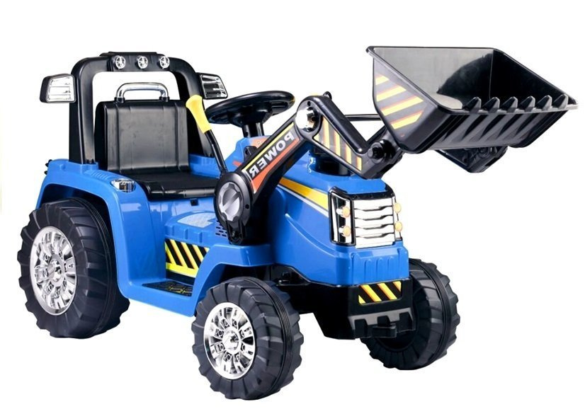 Detský elektrický traktor LEAN CARS ZP1005 modrý 12 V 7 Ah s radlicou a zvukovými efektmi