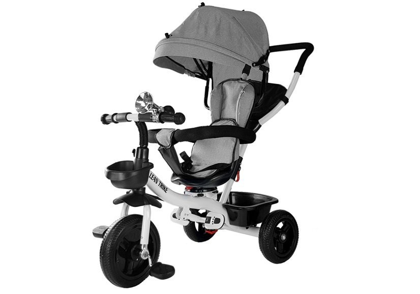 Trojkolka PRO300 sivá od LEAN Toys s UV strieškou, nosnosť 25 kg, pre deti od 6 mesiacov do 5 rokov
