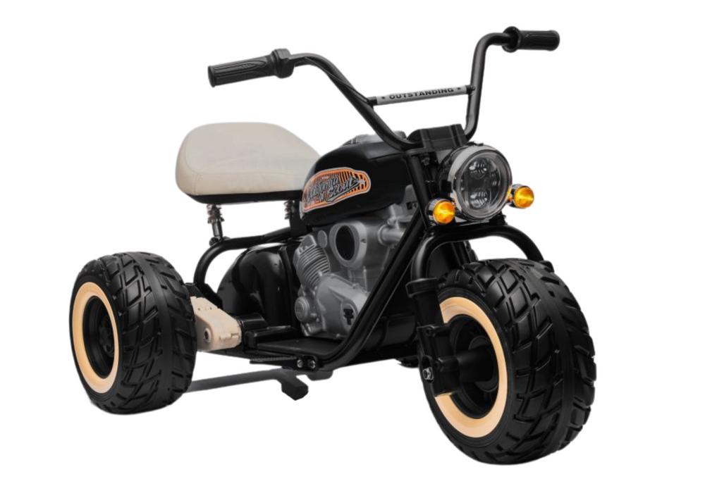 Tříkolový aku motocykl LEAN CARS LL6688 černý 24V s LED světly pro děti 3-8 let