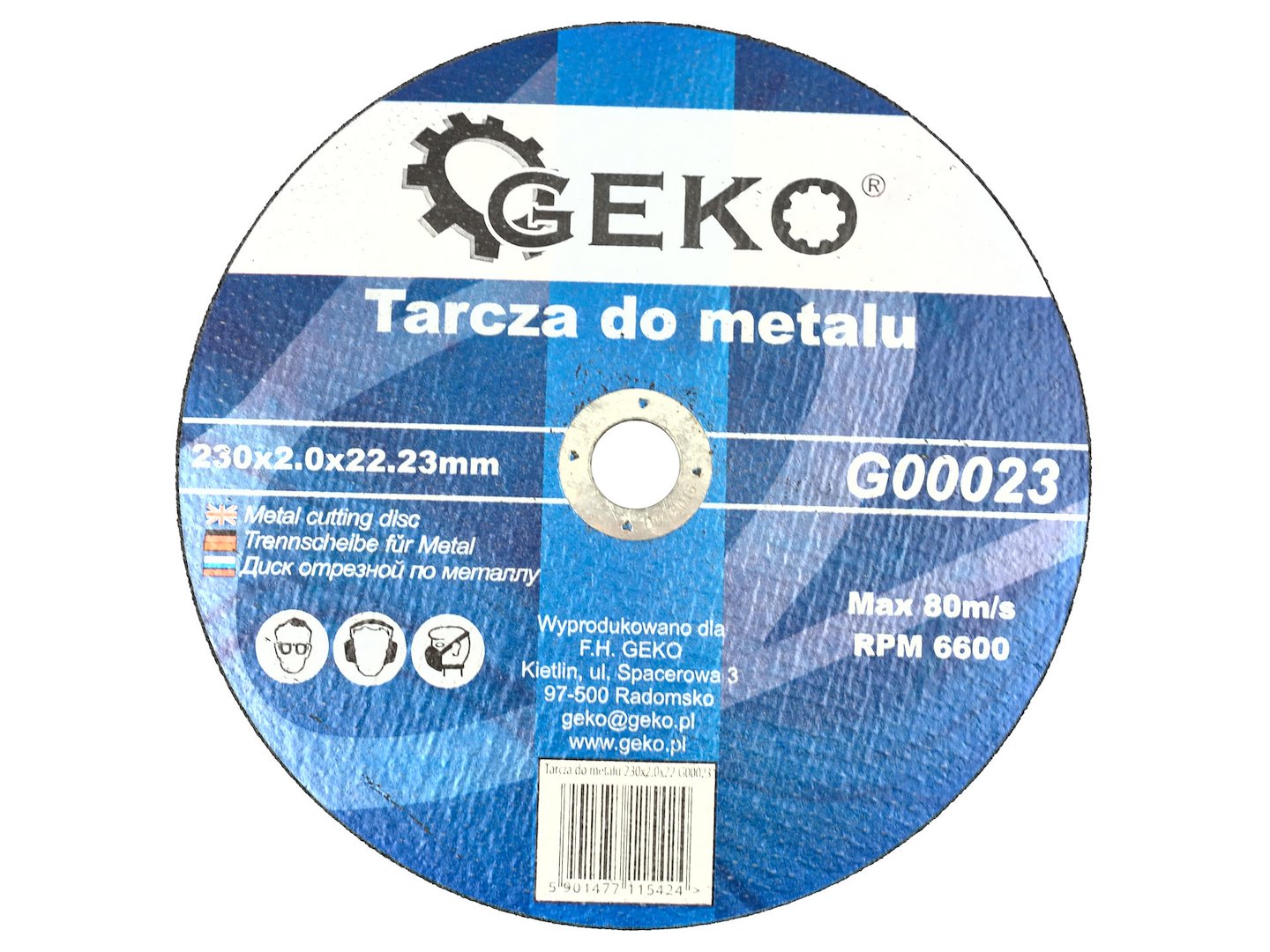Kotouč na kov 230x2,0 mm GEKO – pohled na přední stranu kotouče